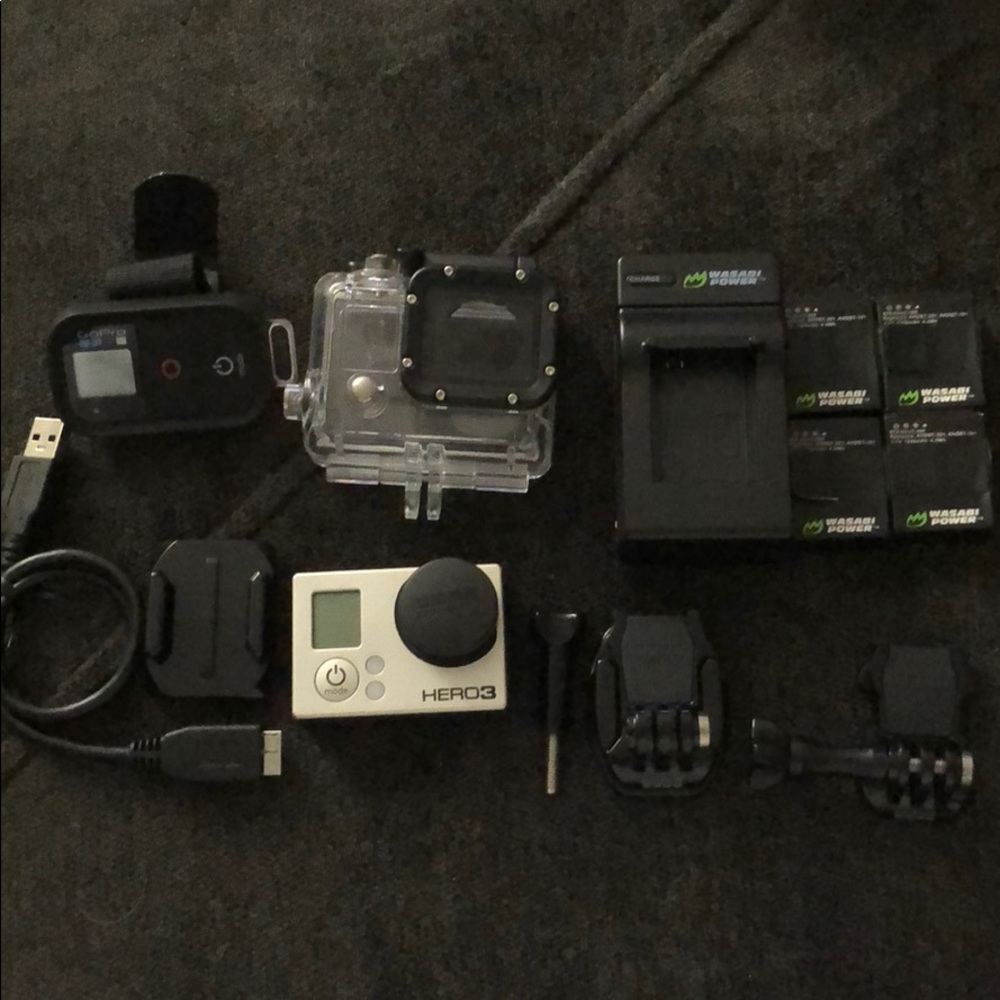 GoPro Hero 3 w/ mounts waterproof case & batteries